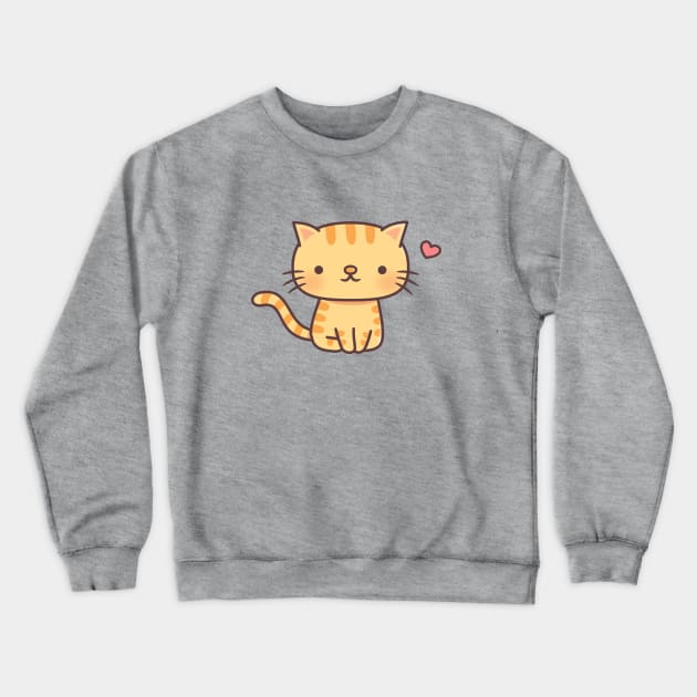 Cute Ginger Tabby Cat Doodle Crewneck Sweatshirt by rustydoodle